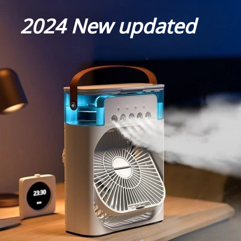 2024 New Updated Portable Humidifier Fan Air Cooler Fan Electric Air Conditioners Household Small Air Cooler USB with Led